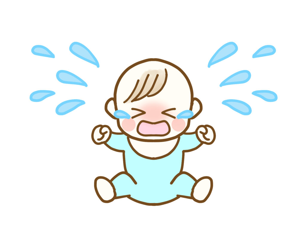 泣き止まない子どもの様子のイラスト