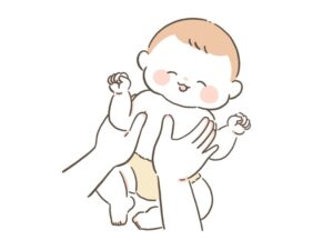 気持ち良さそうに世話を受けている子どものイラスト